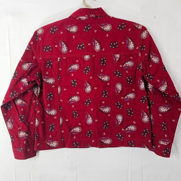 Cabelas Button Up Shirt Womens Small Red Paisley Western Cotton Top - Picture 2 of 9